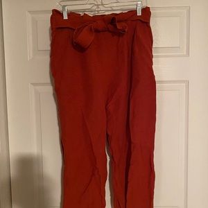 Red Madewell Paperbag Cropped Pants